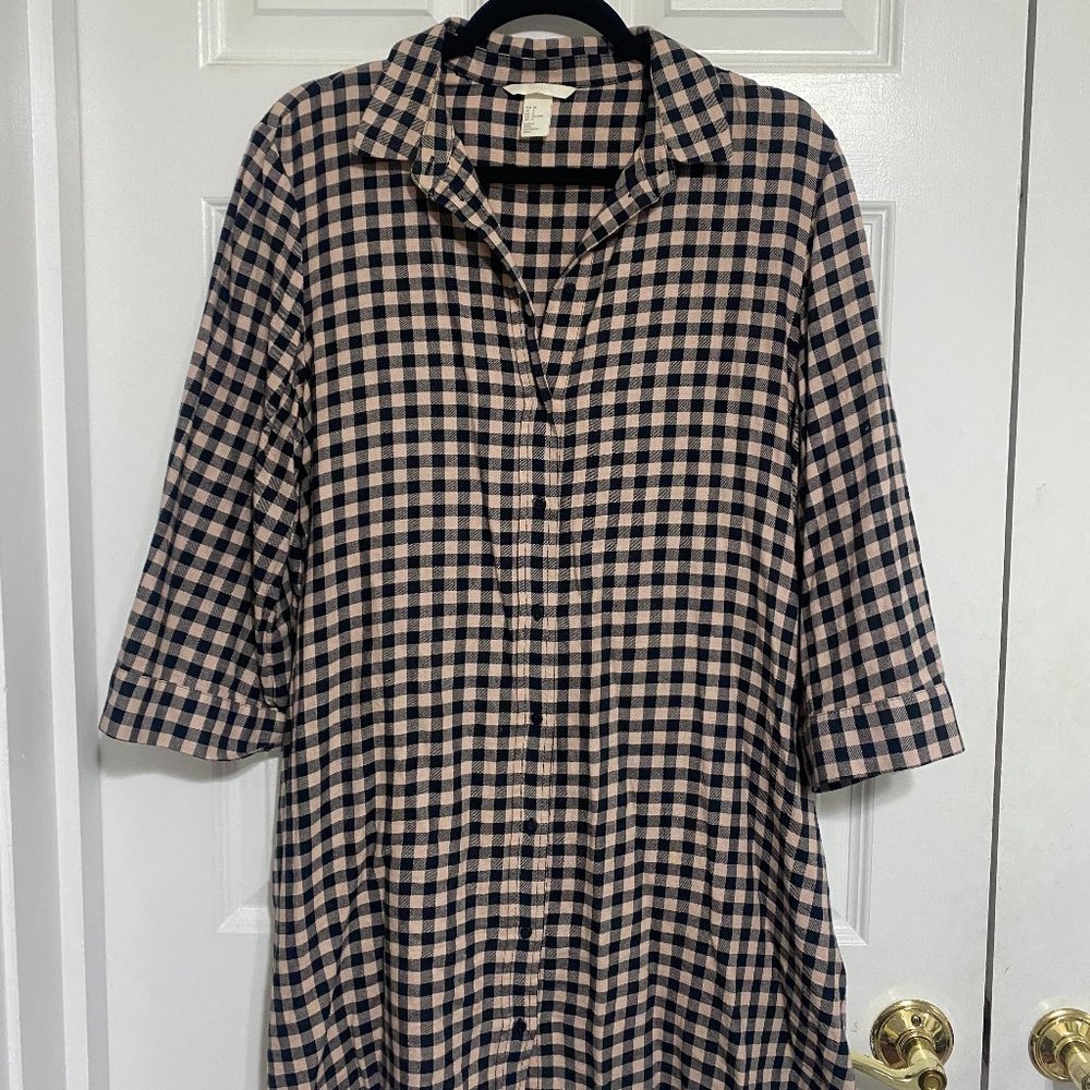 H&M Pink and Black checkered casual dress